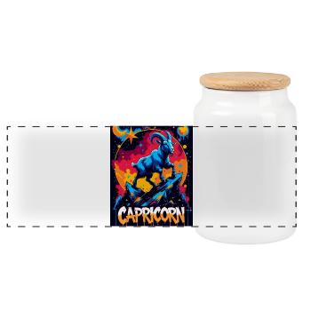 Capricorne - Boîte à biscuits avec couvercle en bois - blanc - Devant