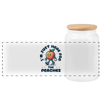 Peach Fruit Love I'm Just Here For The Peaches - Panoramic Cookie Jar with Wooden Lid - white - Front