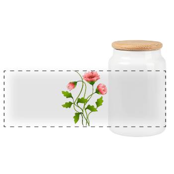 Fleur - Boîte à biscuits avec couvercle en bois - blanc - Devant