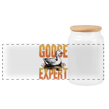 Drôle d’oiseau oie - Boîte à biscuits avec couvercle en bois - blanc - Devant