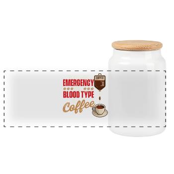 Emergency Blood Type Coffee Funny Quote - Panoramic Cookie Jar with Wooden Lid - white - Front