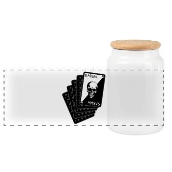 Karma Skull Card Game Cards - Panoramic Cookie Jar with Wooden Lid - white - Front