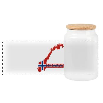 Norwegen Urlaub Natur Geschenk - Panorama Keksdose mit Holzdeckel - Weiß - Vorne