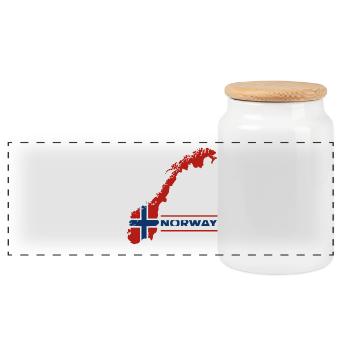 Norwegen Urlaub Natur Geschenk - Panorama Keksdose mit Holzdeckel - Weiß - Vorne