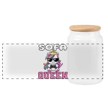 Einhorn - sofa queen zocken - Panorama Keksdose mit Holzdeckel - Weiß - Vorne
