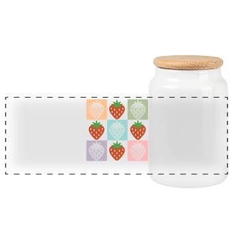 Grille de fraise pastel fraise - Boîte à biscuits avec couvercle en bois - blanc - Devant