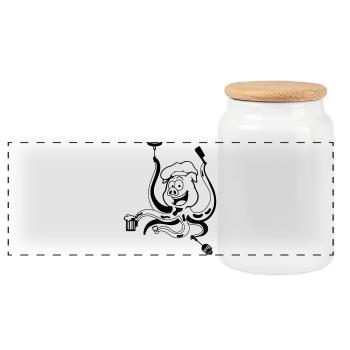 Grill Bacon Rigging - Panoramic Cookie Jar with Wooden Lid - white - Front