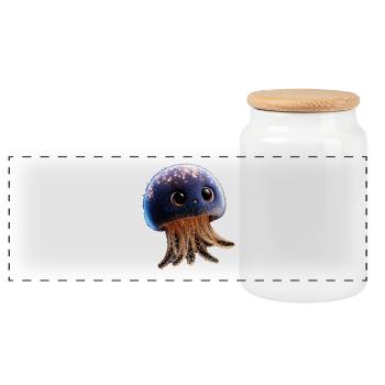 Qualle Jellyfish Feuerqualle Medusa Süße Quallen - Panorama Keksdose mit Holzdeckel - Weiß - Vorne