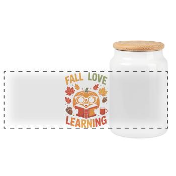 Fall In Love With Teaching Herbst Lehrerin - Panorama Keksdose mit Holzdeckel - Weiß - Vorne
