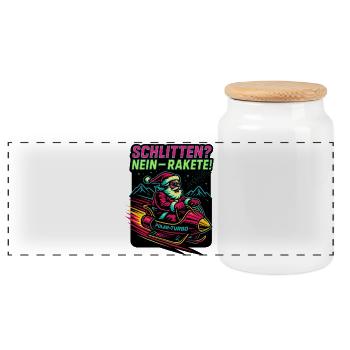 Polar Turbo Neon Schlitten Weihnachten Santa Claus - Panorama Keksdose mit Holzdeckel - Weiß - Vorne