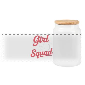 Girl Dad Squad – Father Daughter Shirt Crew Look - Panoramic Cookie Jar with Wooden Lid - white - Front