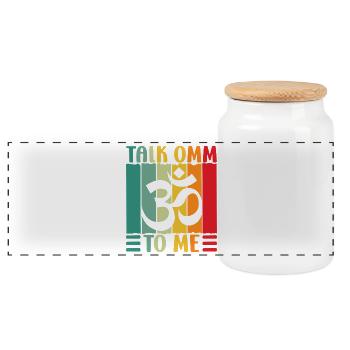 Yoga Talk Omm To Me Funny Yoga - Panoramic Cookie Jar with Wooden Lid - white - Front