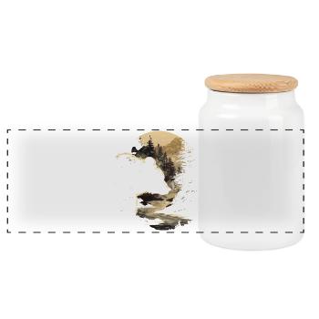Rétro extérieur nature sauvage ours arbres - Boîte à biscuits avec couvercle en bois - blanc - Devant