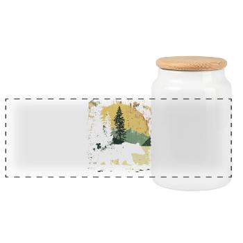 Retro Outdoor Wilderness Bärenbäume - Panorama Keksdose mit Holzdeckel - Weiß - Vorne