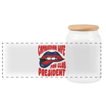 Cambodge Épouse cambodgienne cambodgienne Fan Club - Boîte à biscuits avec couvercle en bois - blanc - Devant