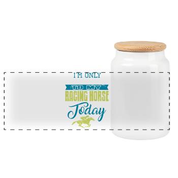 Je ne parle qu’à mon cheval de course aujourd’hui - Boîte à biscuits avec couvercle en bois - blanc - Devant