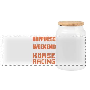 Weekend Happiness Horse Racing Leisure Club - Panoramic Cookie Jar with Wooden Lid - white - Front