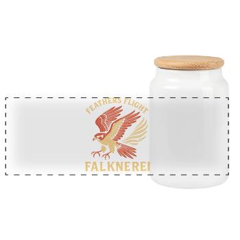Feathers Flight Falknerei Falconry Enthusiast - Panoramic Cookie Jar with Wooden Lid - white - Front