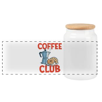 Coffee Club All Day Every Day Caffeine - Panoramic Cookie Jar with Wooden Lid - white - Front