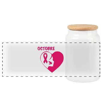 Rosa Oktober Herz Solidarität - Panorama Keksdose mit Holzdeckel - Weiß - Vorne