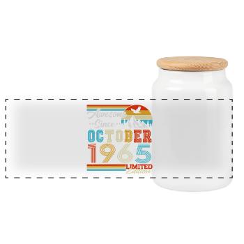 Vintage Octobre 1965 Vintage Rétro Anniversaire - Boîte à biscuits avec couvercle en bois - blanc - Devant