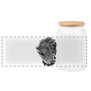 Löwe - Panorama Keksdose mit Holzdeckel - Weiß - Vorne