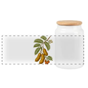 Vintage Botanische Tamarinde Schote Illustration - Panorama Keksdose mit Holzdeckel - Weiß - Vorne