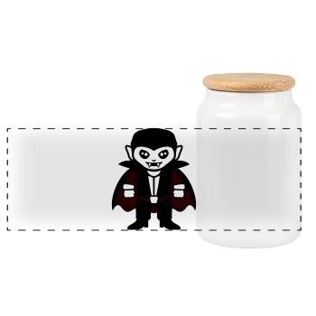 Costume mignon de Vampire Evil Dracula pour Halloween - Boîte à biscuits avec couvercle en bois - blanc - Devant