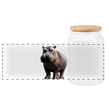 Nilpferd Flusspferd Mama Hippopotamus Cooles Hippo - Panoramic Cookie Jar with Wooden Lid - white - Front