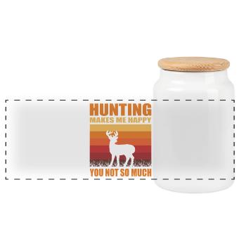 Hunter Gifts Hunting Hunting Hunter Exam - Panoramic Cookie Jar with Wooden Lid - white - Front