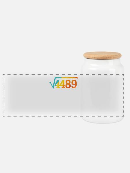 Funny Meme 67, Square Root 4489 - Panoramic Cookie Jar with Wooden Lid - white