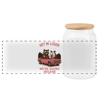 Get In Loser We're Going Insane Retro Style - Panoramic Cookie Jar with Wooden Lid - white - Front