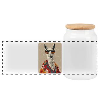Lama - Panorama Keksdose mit Holzdeckel - Weiß - Vorne