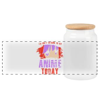 Anime Manga Otaku Kawaii Japan Cosplay Comic - Panoramic Cookie Jar with Wooden Lid - white - Front