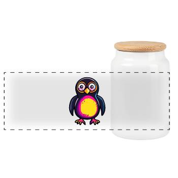 Penguin Halloween Zombie - Panoramic Cookie Jar with Wooden Lid - white - Front