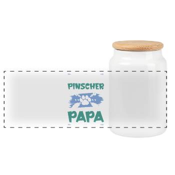 pinscher hunde papa - Panorama Keksdose mit Holzdeckel - Weiß - Vorne