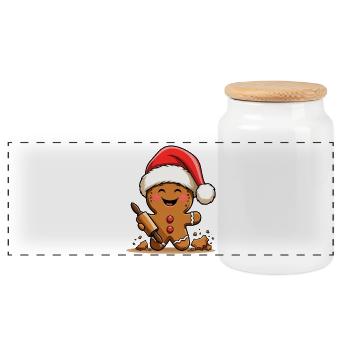 Weihnachts Gingerbread mit Zuckerguss - Panorama Keksdose mit Holzdeckel - Weiß - Vorne