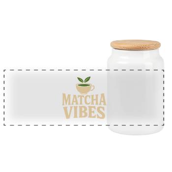 Matcha Vibes – Grüner Tee Liebhaber Shirt - Panorama Keksdose mit Holzdeckel - Weiß - Vorne