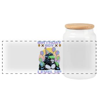 Anniversaire Gamer VR - Boîte à biscuits avec couvercle en bois - blanc - Devant