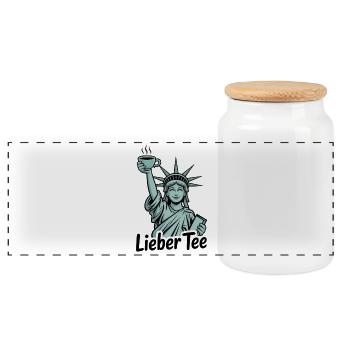 Statue de la Liberté Dear Tea - Boîte à biscuits avec couvercle en bois - blanc - Devant