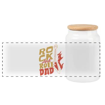 Rock 'n Roll Dad Music Guitar Rock Band - Panoramic Cookie Jar with Wooden Lid - white - Front