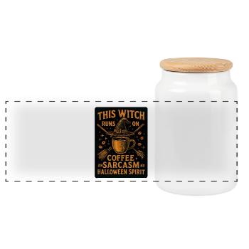 Halloween Spirit - Sarcastic Witch - Panoramic Cookie Jar with Wooden Lid - white - Front