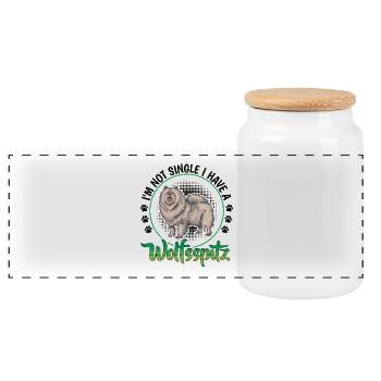 Wolfspitz not single German Wolfspitz - Panoramic Cookie Jar with Wooden Lid - white - Front