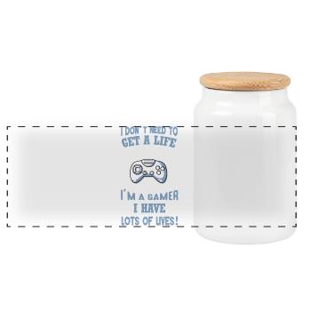 Gamer humour: plein de vies - Boîte à biscuits avec couvercle en bois - blanc - Devant