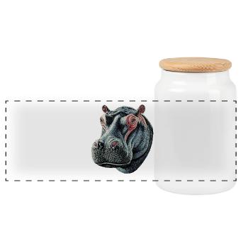 Nilpferd Flusspferd Mama Hippopotamus Cooles Hippo - Panoramic Cookie Jar with Wooden Lid - white - Front