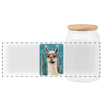 lama - Panoramic Cookie Jar with Wooden Lid - white - Front