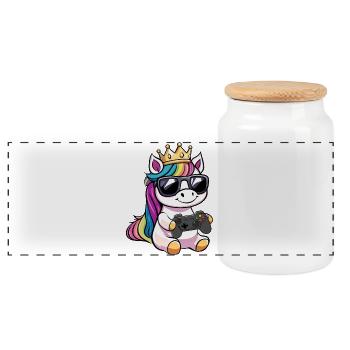 Unicorn controller - Panoramic Cookie Jar with Wooden Lid - white - Front