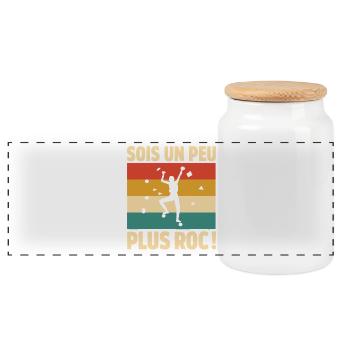 Sois un peu plus roc Humour escalade et grimpe - Boîte à biscuits avec couvercle en bois - blanc - Devant