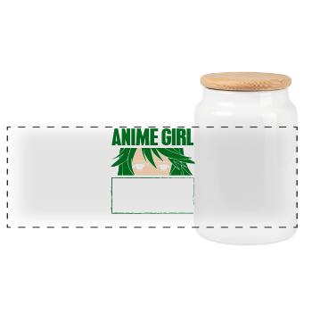 Anime Manga Otaku Kawaii Japan Cosplay Comic - Panoramic Cookie Jar with Wooden Lid - white - Front