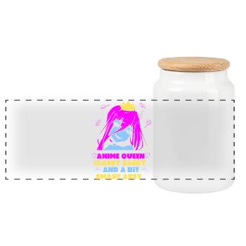 Anime Queen Manga Otaku Kawaii Japan Cosplay Comic - Panoramic Cookie Jar with Wooden Lid - white - Front